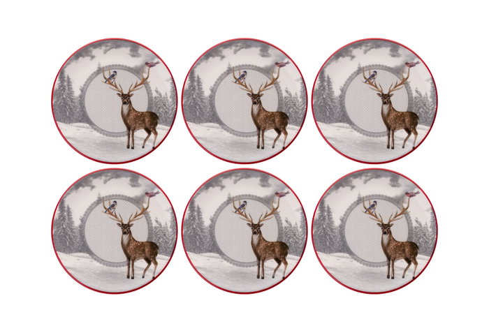 Hermia Juego de Platos de Postre Navideños Multicolor de Porcelana (6 piezas) Dimensions 19,3 x 19,3 cm Hermia Juego de Platos de Postre Navideños Multicolor de Porcelana (6 piezas) Dimensions 19,3 x 19,3 cm